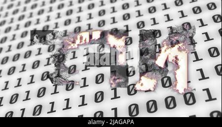 Image of nft text over binary coding. global business, finances, connections and digital interface concept digitally generated image. Stock Photo