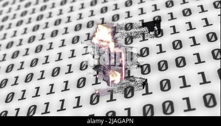 Image of nft text over binary coding. global business, finances, connections and digital interface concept digitally generated image. Stock Photo