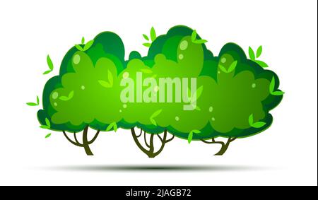 cartoon green shrub, stylized vector illustration of garden bush Stock Vector