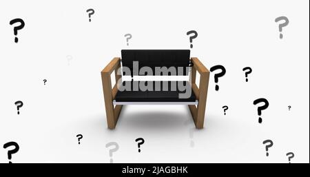 Image of falling question marks over bench Stock Photo