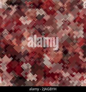 Abstract red rust urban pixel motif geometric brushed texture background Stock Vector
