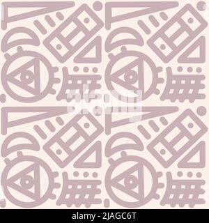 seamless pattern with abstract geometric elements hand drawn doodle style. Stock Vector