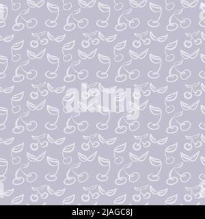 cherry hand drawn scribble doodle elements seamless pattern for fabric wallpaper wrapping Stock Vector