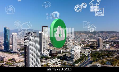Cloud computing concept. Communication network. Stock Photo