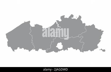 Flanders region, administrative map isolated on white background, Belgium Stock Vector