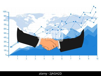 graphics design handshake with graph background concept business success vector illustration Stock Vector