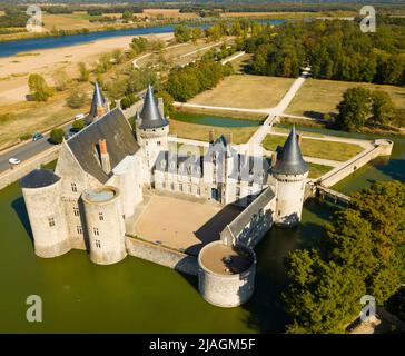 Aerial view of Chateau de Sully-sur-Loire, France Stock Photo