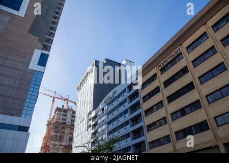 Rockefeller Hotel, Harbour Place and Forestrust Buildings in row on Martin Hammerschlag Way in cape Town, South Africa Stock Photo