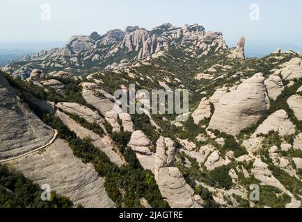 View from drone on Montserrat, Spain Stock Photo