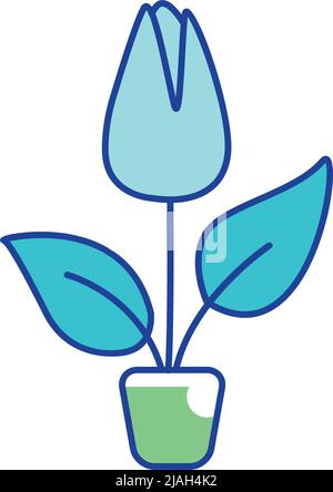 Flourishing tulip in pot semi flat color vector element Stock Vector