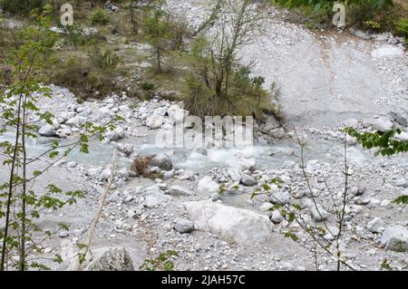 Creek, pure water flood from the mountain, Königssee. Stock Photo