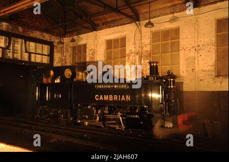 'Prince of Wales' 1213 / 9 in the old standard gauge engine shed at Aberystwyth. Stock Photo