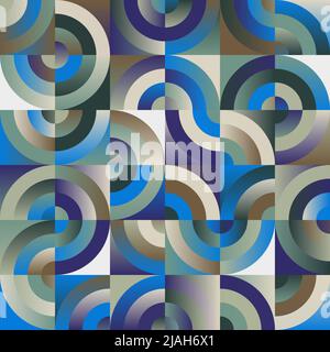 60s retro style seamless pattern graphics with mid-century motif aesthetics, built with a generative design approach and minimalist geometric forms an Stock Vector