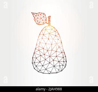 Pear low poly illustration on white background Stock Vector