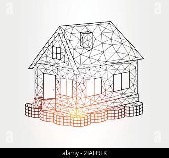 Investment in a house low poly illustration on white background Stock Vector