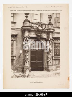 1st, Minoritenplatz 4 - Liechtensteinsches Majoratshaus - Portal (Wiener Bauten -Album, sheet No. 51, side dish for the 'Wiener Bauindustrie -Zeitung'). Unknown, photographer Stock Photo