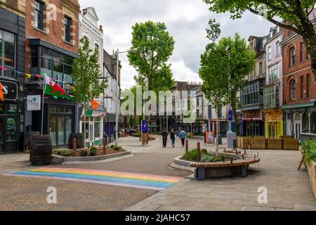 Editorial Swansea, UK - May 24, 2022: Wind Street, the somewhat notorious party area of Swansea lined with bars and restaurants. Stock Photo