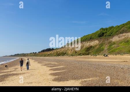 View of the beach and cliffs at Dunwich, near Suffolk, Suffolk. UK Stock Photo