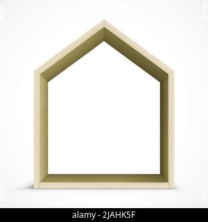 Wooden house frame standing on a white background. Modern ecological real estate vector concept. Stock Vector