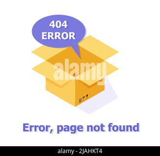 Error 404 page layout vector design with empty box. The page you requested could not be found. Eps 10 Stock Vector
