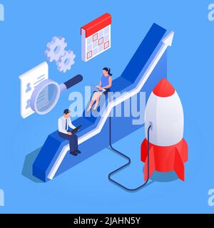 Business intelligence successful development symbols isometric ...