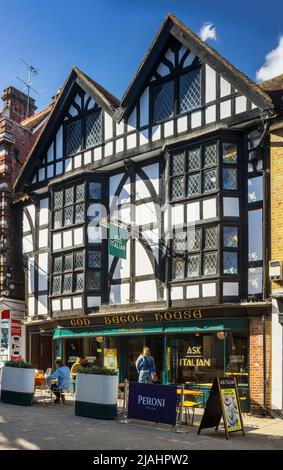 God Begot House in Winchester High Street dates from 1050. It currently houses a branch of the Ask Italian restaurant chain. Stock Photo