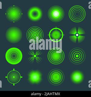 Thermal, night vision scope. Crosshair, gun sight vector icons. Bullseye, target or aim symbol. Military rifle scope, shooting mark sign. Targeting Stock Vector