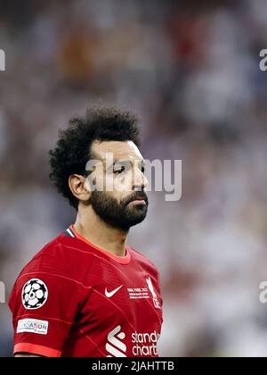PARIS - Mo Salah of Liverpool FC during the UEFA Champions League final match between Liverpool FC and Real Madrid at Stade de Franc on May 28, 2022 in Paris, France. ANP | DUTCH HEIGHT | MAURICE VAN STONE Stock Photo