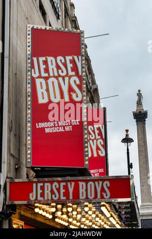 London, UK- May 3, 2022: The sign for the Jersey Boys Musical in London Stock Photo