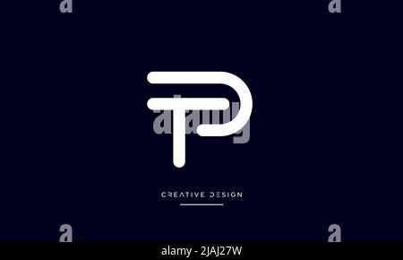 Alphabet Letters PT, TP, P or T Abstract Icon Logo Monogram Stock Vector