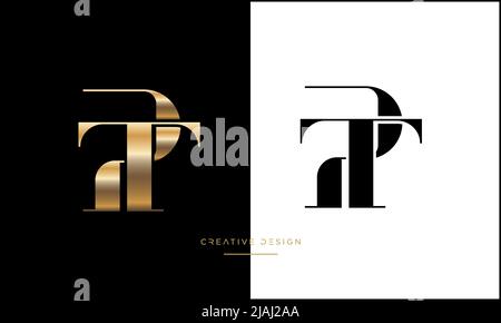 Alphabet Letters PT, TP, P or T Abstract Icon Logo Monogram Stock Vector