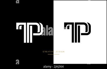 Alphabet Letters PT, TP, P or T Abstract Icon Logo Monogram Stock Vector