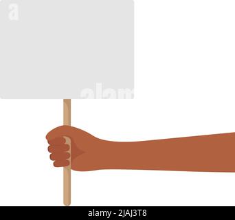 Hand holding blank placard. Demonstration and protest concept. Vector illustration Stock Vector