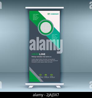 Business Theme Roll-Up Banner Design, Vector Template Stock Vector