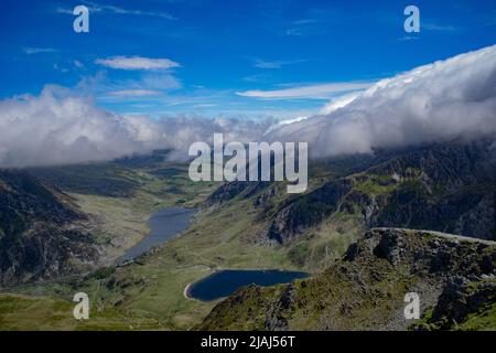 Stunning view of The Devil's Kitchen from Y Garn, Snowdonia National Park, North Wales, United Kingdom Stock Photo