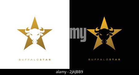 Elegant and attractive buffalo star logo design Stock Vector
