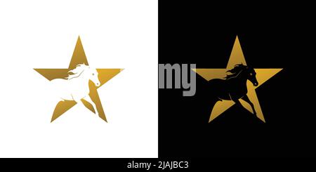 Elegant and attractive horse star logo design 1 Stock Vector