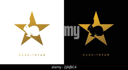 Elegant and attractive rabbit star logo design Stock Vector