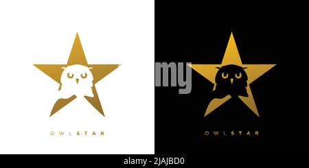 Elegant and attractive owl star logo design Stock Vector