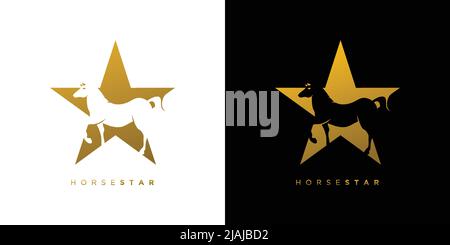 Elegant and attractive horse star logo design Stock Vector