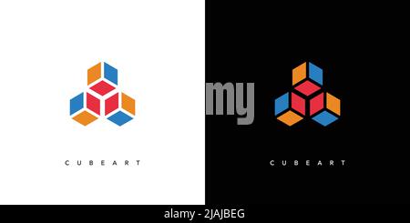 Modern and attractive cube art logo design Stock Vector