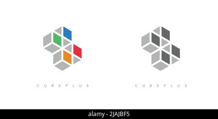Modern and attractive Cube plus logo design Stock Vector