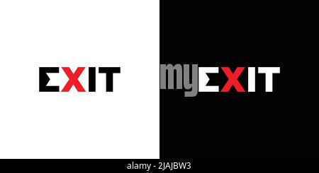 Modern and unique exit text illustration logo design Stock Vector