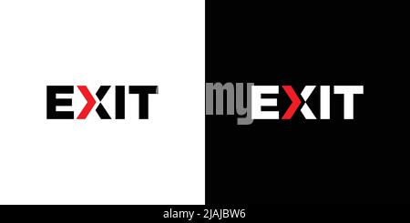 Modern and unique exit text illustration logo design 2 Stock Vector
