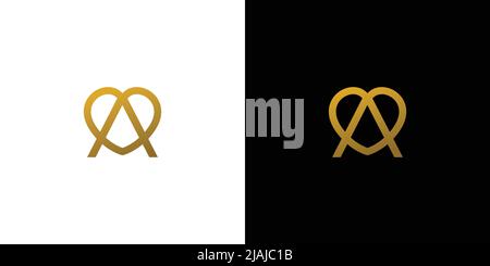 Unique and elegant initial letter A love logo design Stock Vector