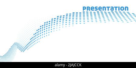 Abstract perspective blue curved presentation line with halftone effect. Wide vector graphic pattern Stock Vector