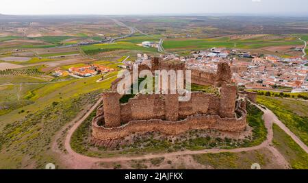 Castle ruins of Almonacid is castle located in the municipality of Almonacid de Toledo, in the province of Toledo, Castilla-La Mancha Stock Photo