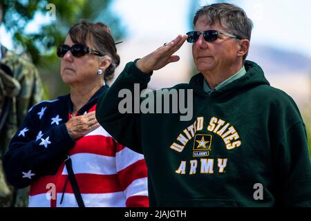 Fernley, United States. 30th May, 2022. The American flag is being ...