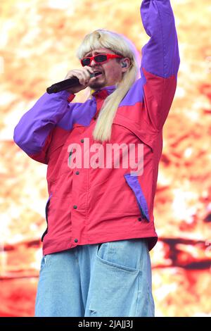 Singer, songwriter and filmmaker Oliver Tree is shown performing