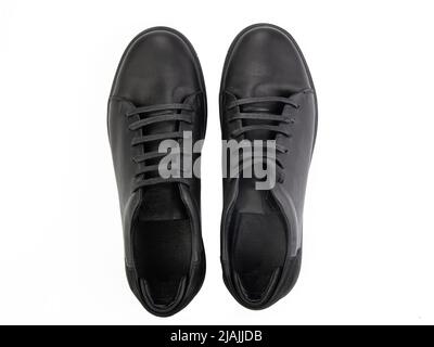 classic sneakers with laces. Casual style. Isolated close-up on white background. Top view. Fashion shoes Stock Photo